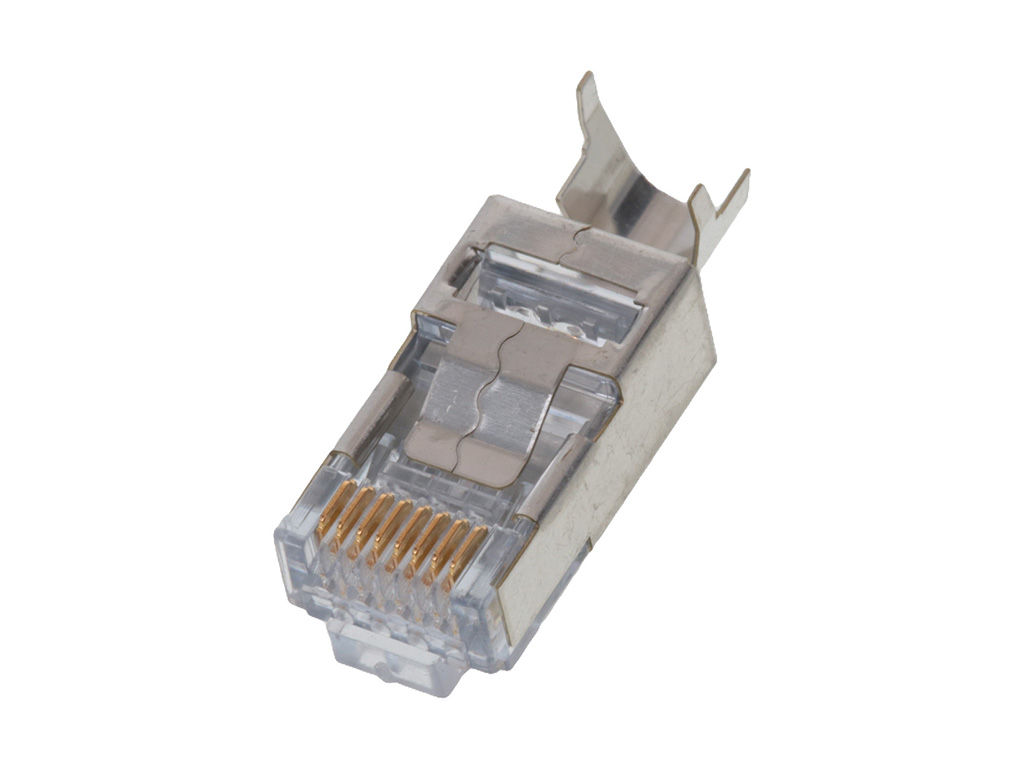 Gray, long body modular plug. 