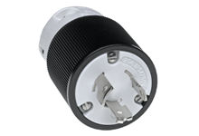 Molex NEMA Straight Blade and Locking Blade Plug and Connector with black ribbed housing and visible metal blades. 