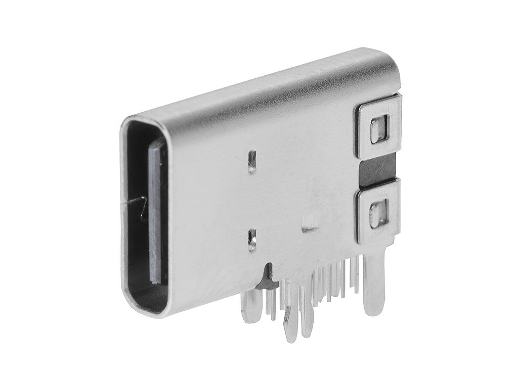 Upright USB Type-C connector