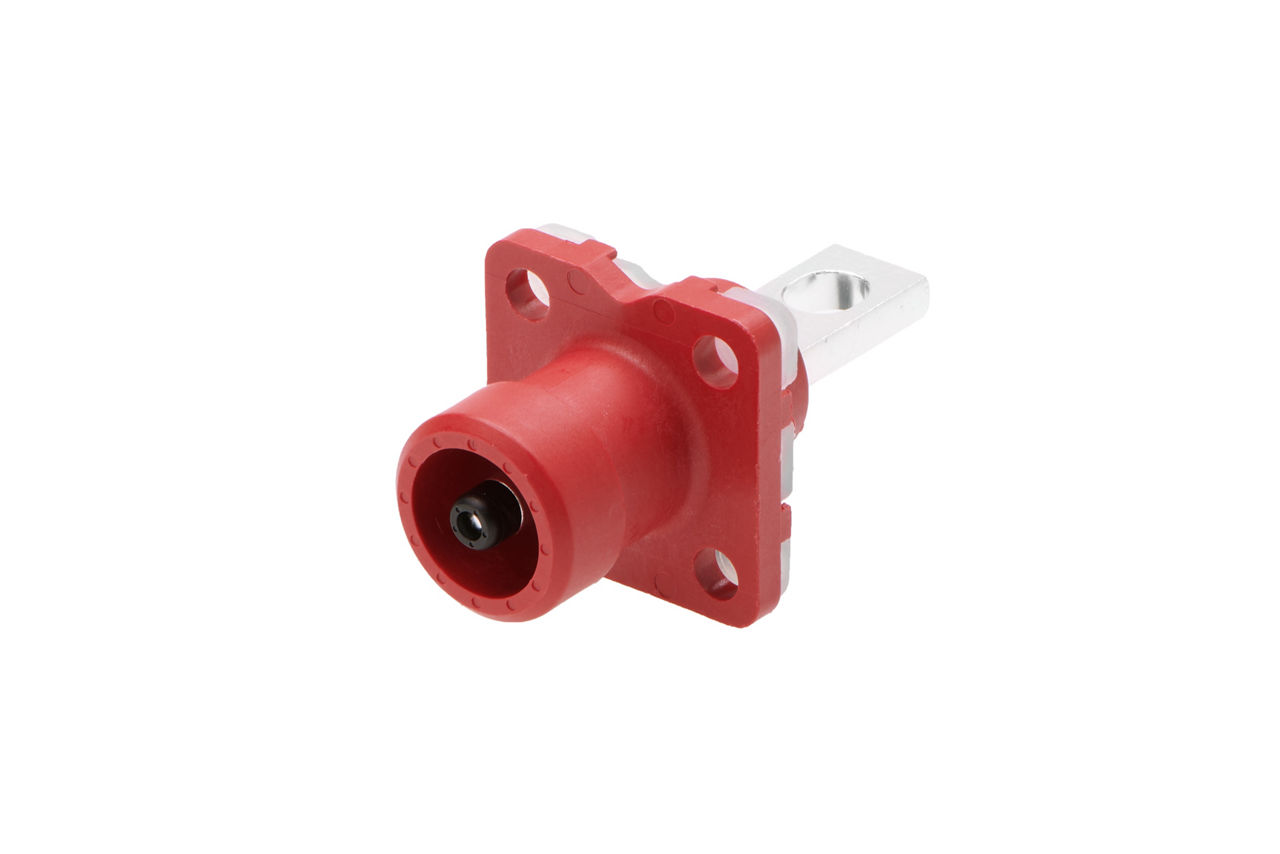 SideWize high-voltage bulkhead connector in red. 