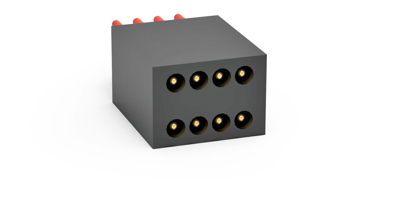 AirBorn AirStrip Board-Mount Plug in a vertical orientation with dual rows.