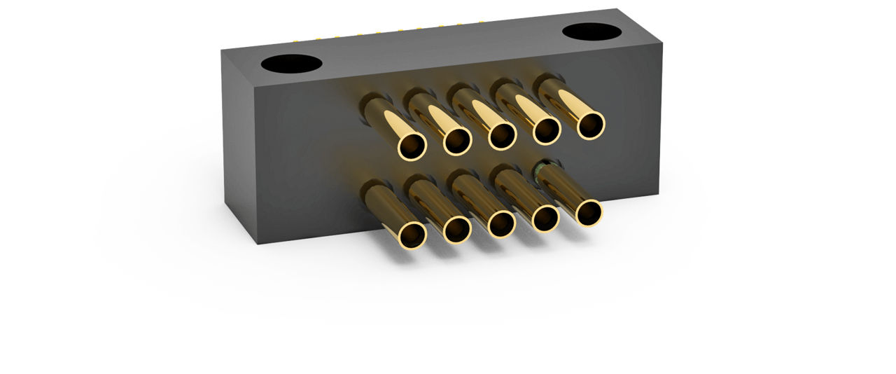 AirBorn AirStrip Cable-Mount Receptacle in a vertical orientation with dual rows. 