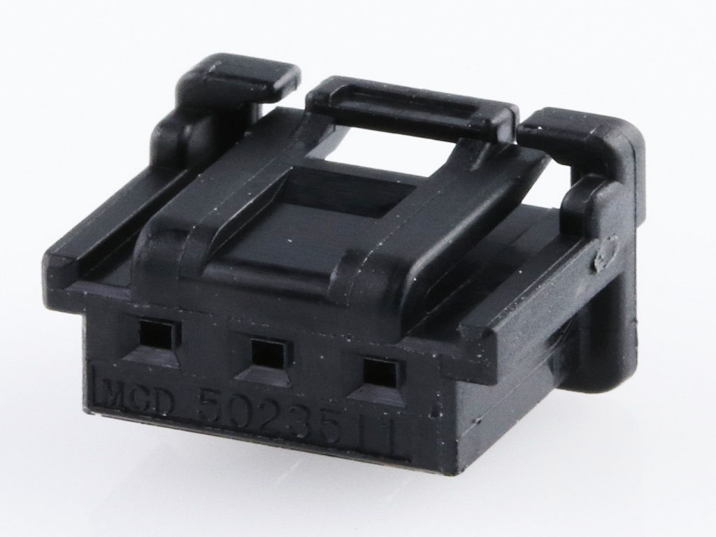 DuraClik wire-to-board black single-row receptacle housing with three circuits.  