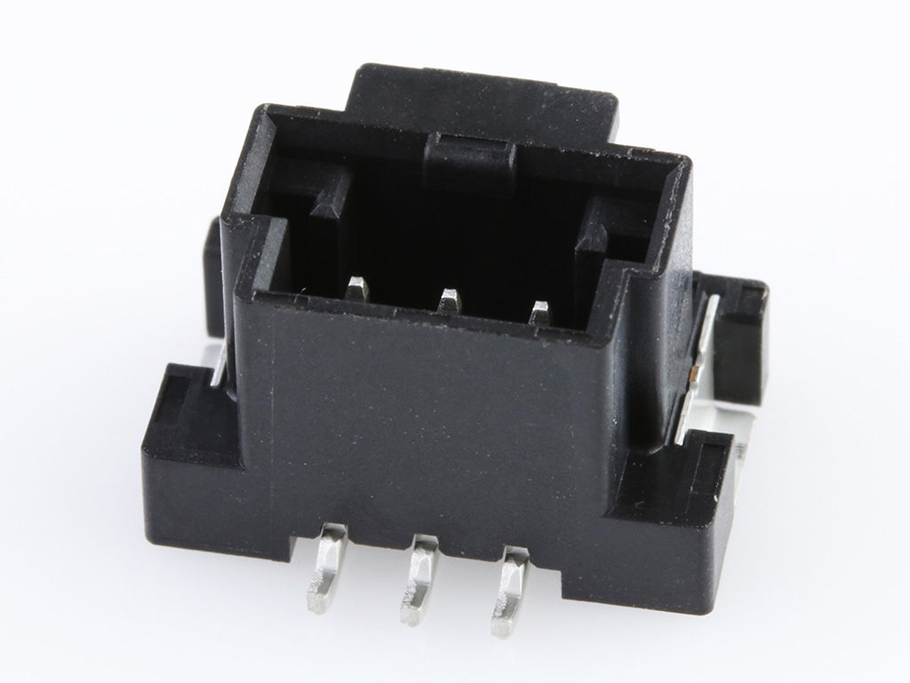 DuraClik wire-to-board black single-row vertical header with three circuits. 