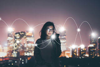 Social Connecting Concept at Night
