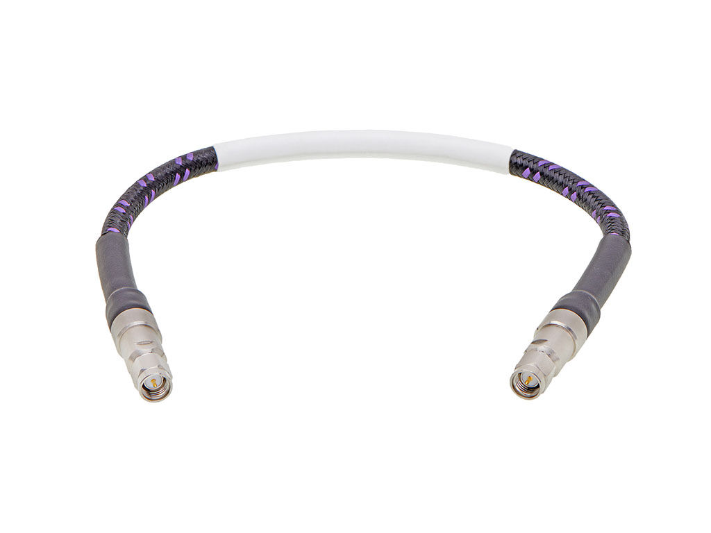 Cardinal Test SMA to SMA RF coaxial cable assembly with armored MXR 100 cable. 