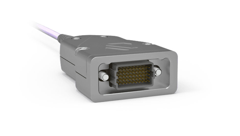 AirBorn FOCuS Active Optical Cable Assembly with jacking screws.