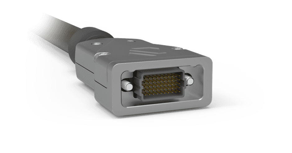 AirBorn FOCuS Copper Cable Assembly with jacking screws.