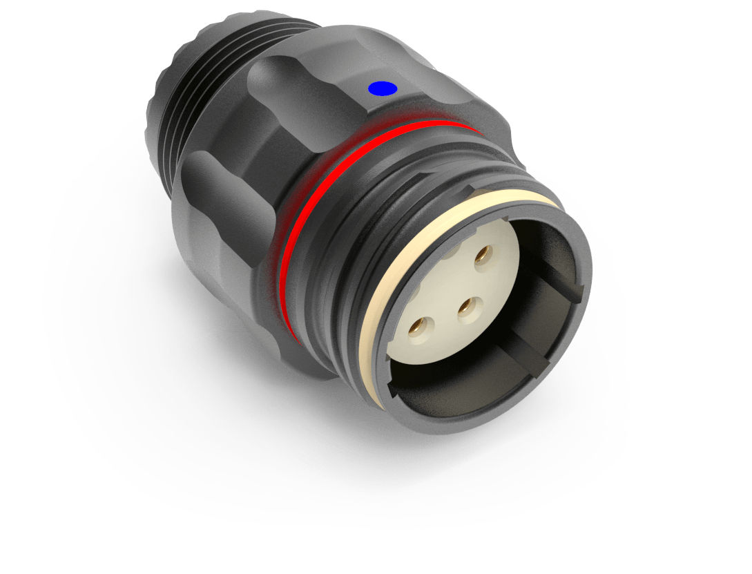 AirBorn TriMate circular receptacle with rear accessory thread.