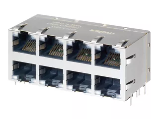 Molex RJ45 magnetic jack with a 2-by-4 port configuration. 