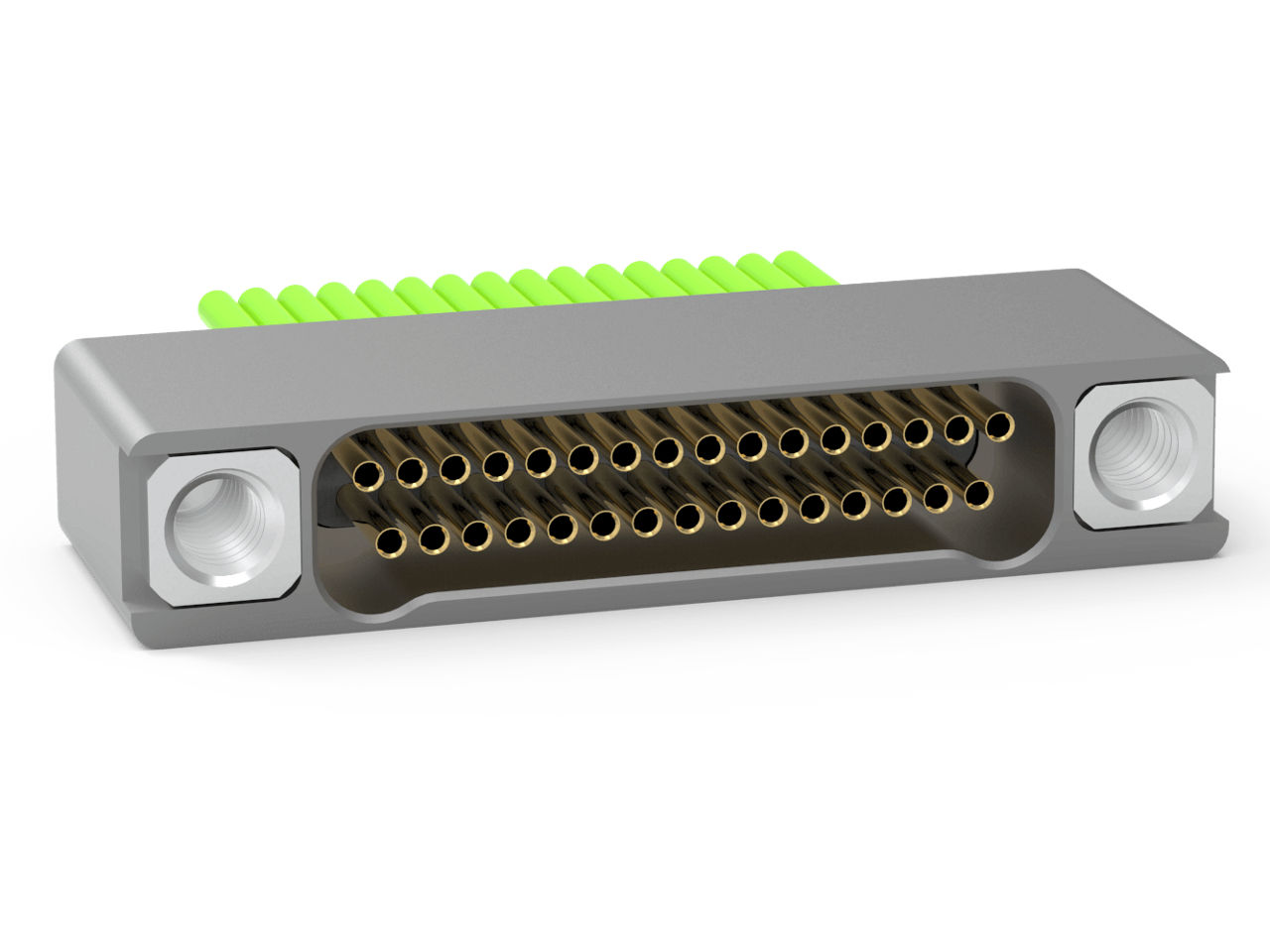 AirBorn N Series Nano-D cable mount receptacle with dual rows.