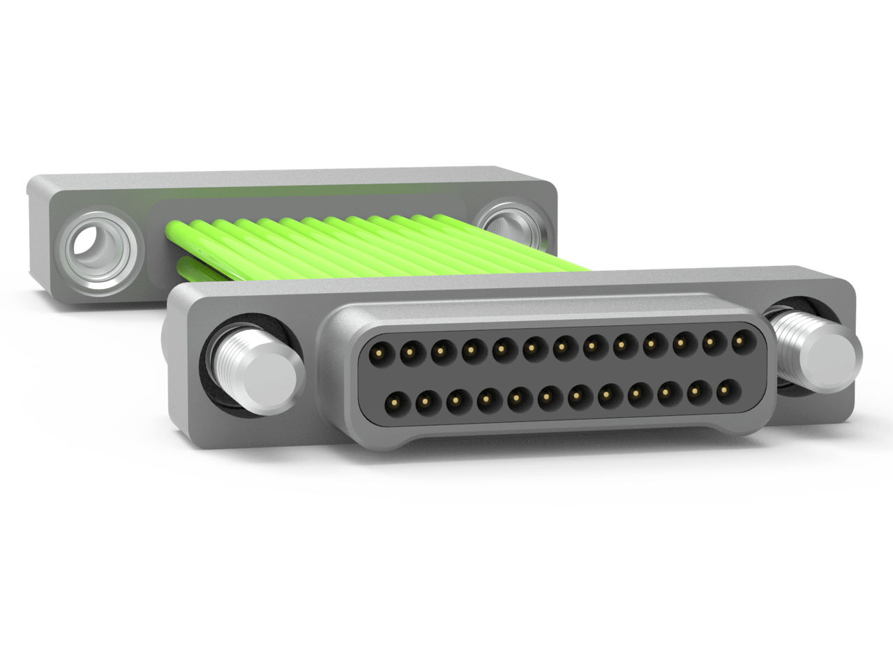 AirBorn N Series Nano-D plug-to-plug jumper cable with dual rows and electroless nickel-plated aluminum.