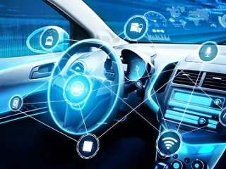 Graphic depicting ADAS automotive connectors in a vehicle cockpit.