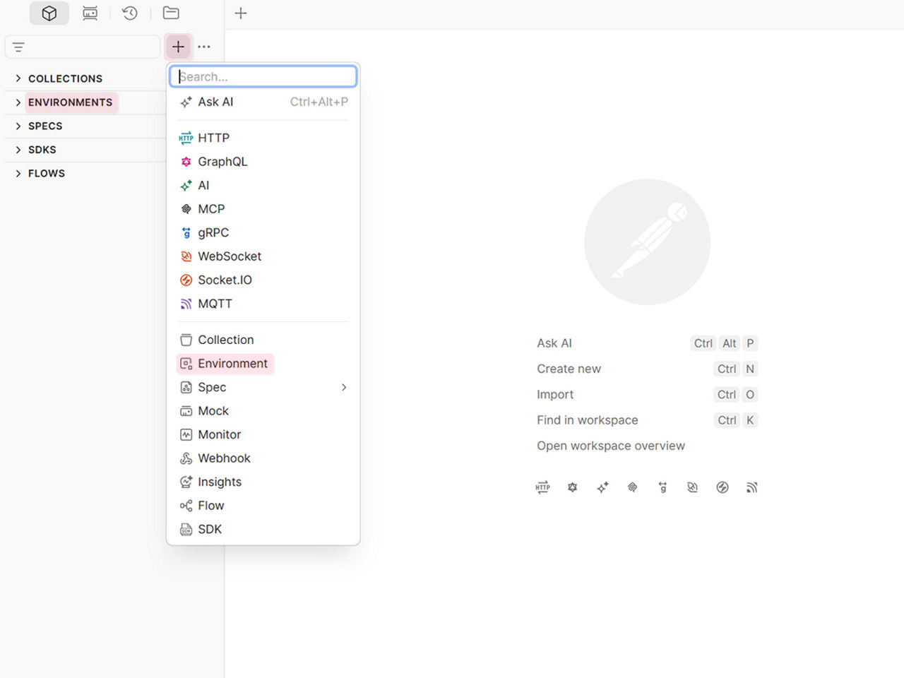 Screen shot showing how to create a Postman environment.