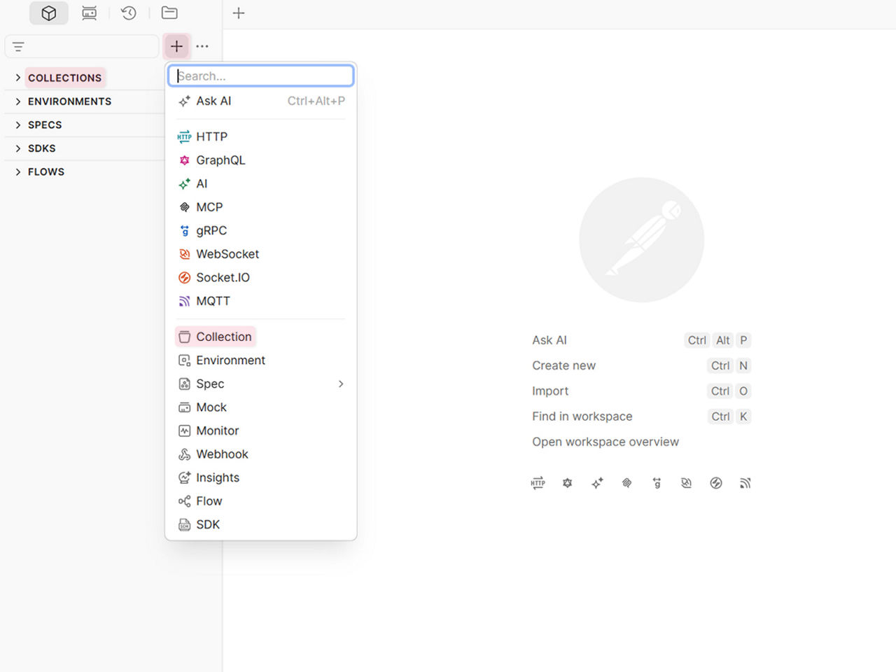 Screen shot showing how to create a new collection.