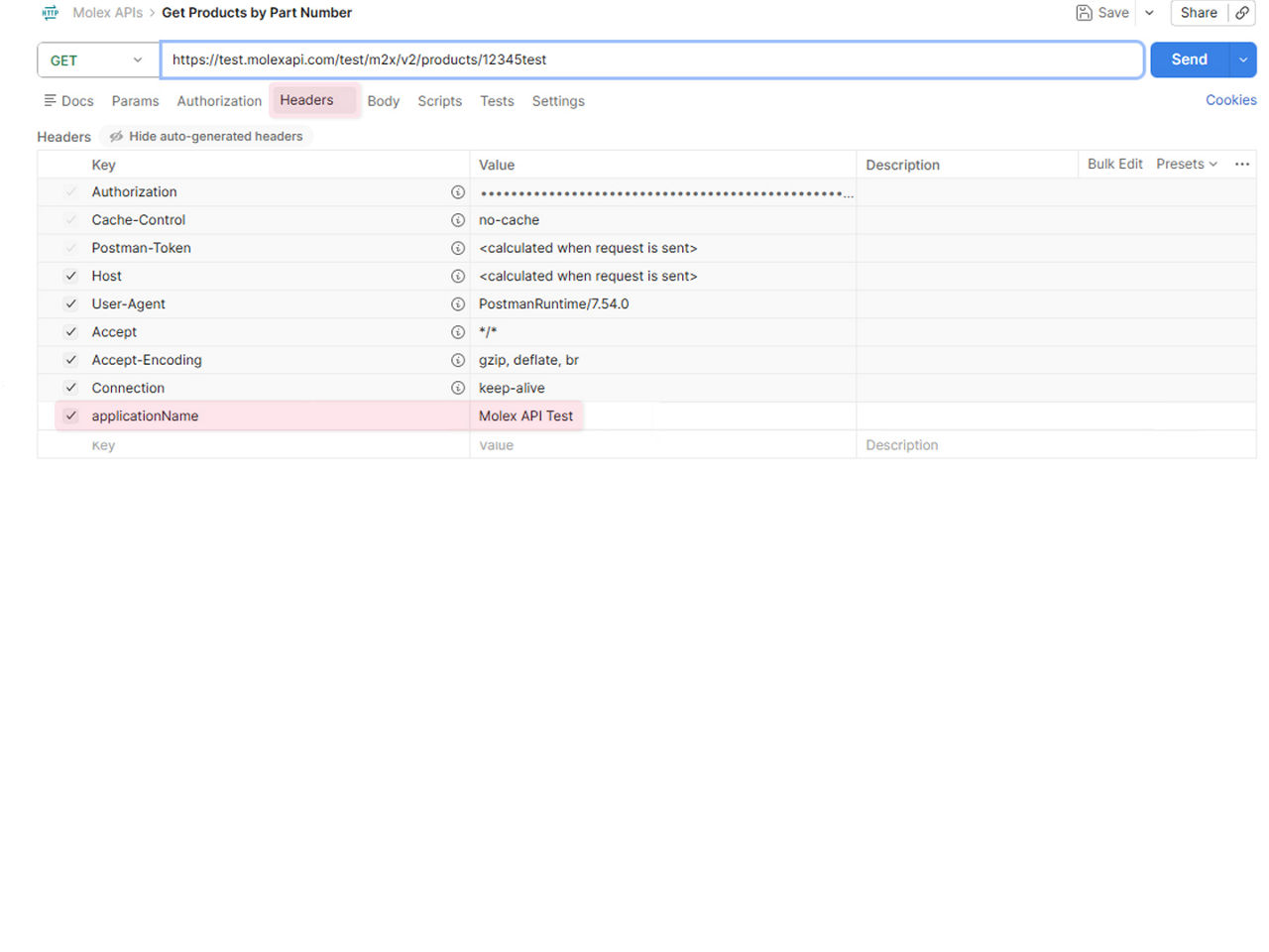 Screen shot showing how to check the headers tab on the request.