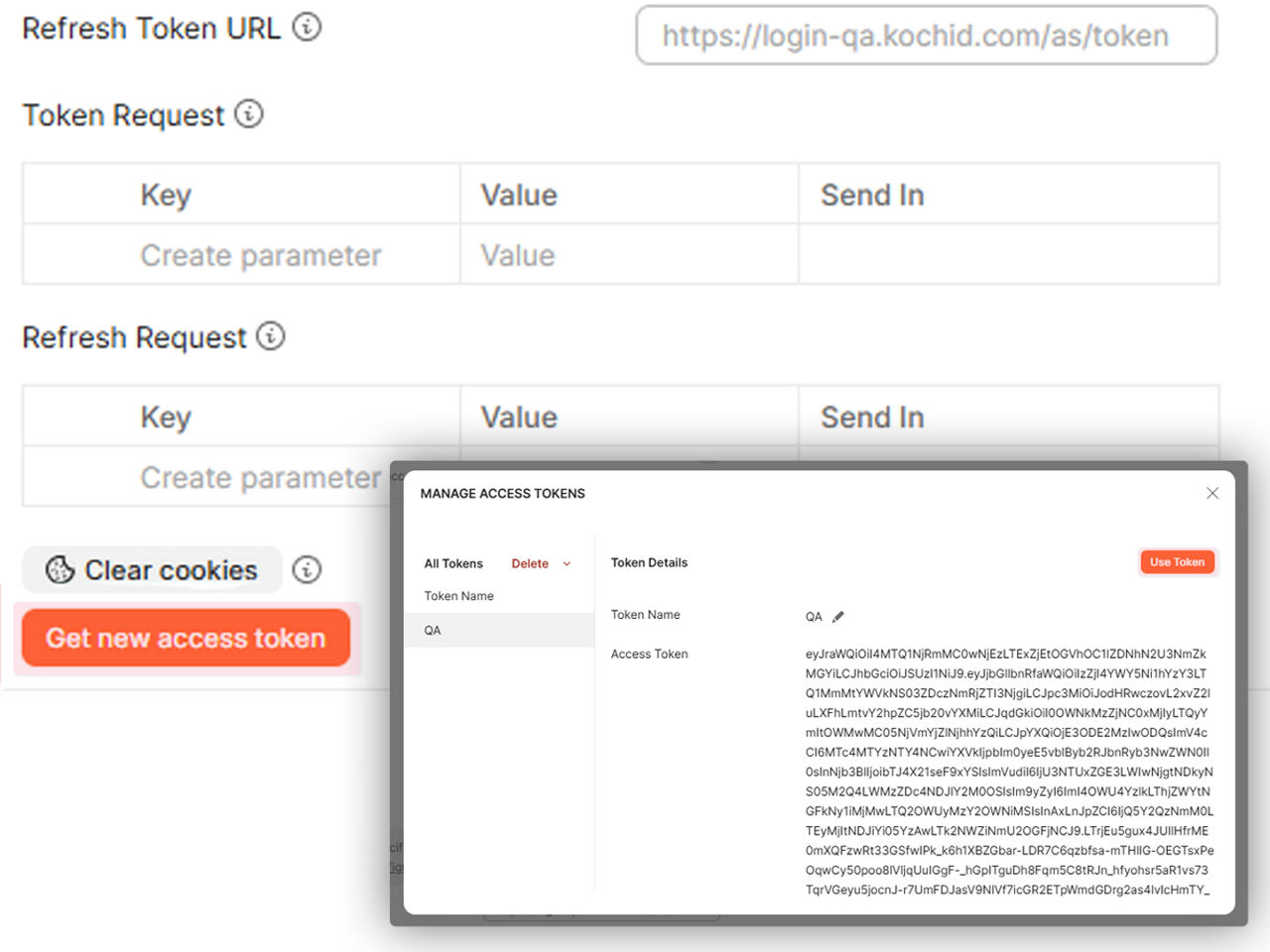 Screen shot showing how to get your first access token.