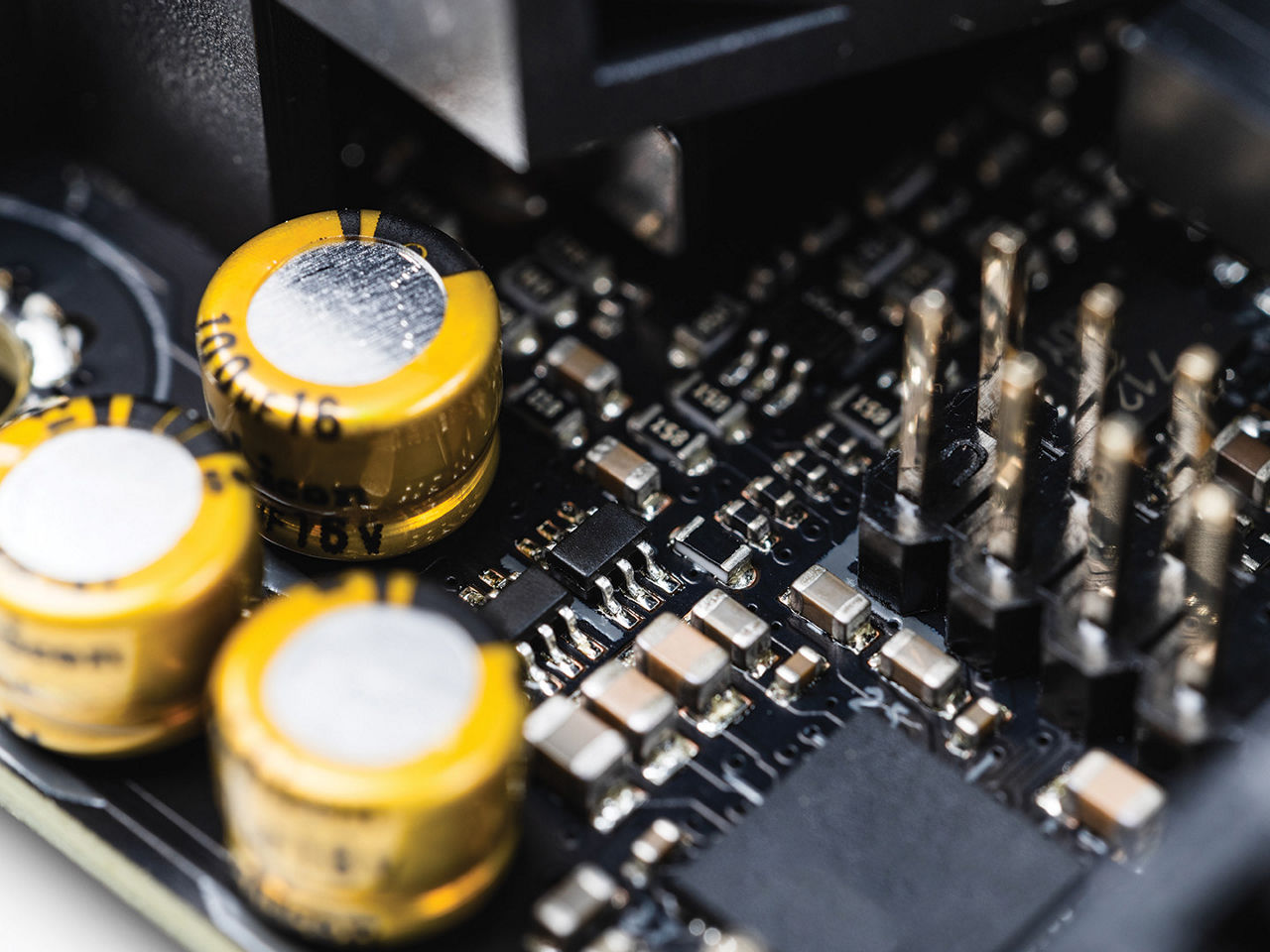 Computer circuit board closeup.