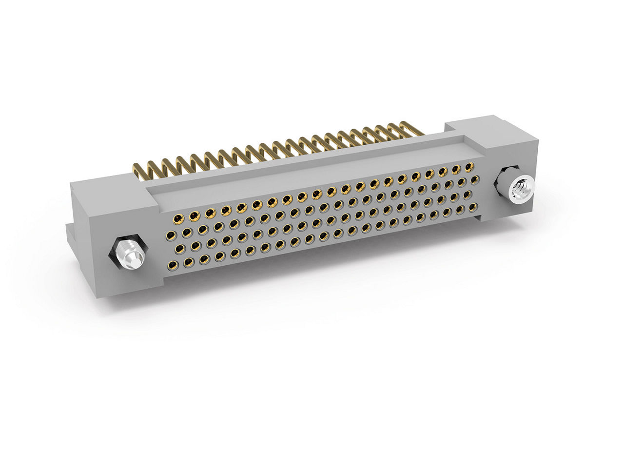 AirBorn R Series MIL-DTL-55302 0.075" four-row right-angle board-mount rectangular connector.
