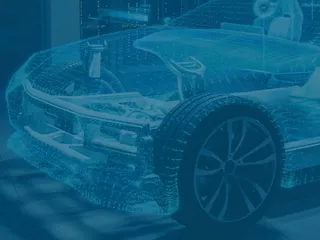 An illustration of embedded automotive antennas in a translucent car.