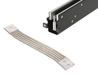 Molex busbar solutions including black and silver ORv3 Rack and short, silver, braided busbar.