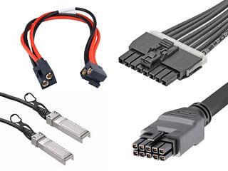 An active electrical cable assembly, Ultra-Wize high-power cable assembly, overmolded Mega-Fit cable assembly and a Mini-Fit cable assembly.