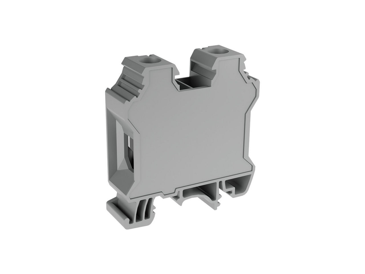 Single level feed-through terminal block with screw connection and end cover.
