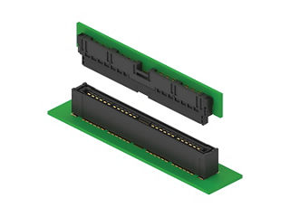 Unmated DriveAngle floating board-to-board connector with right angle design.