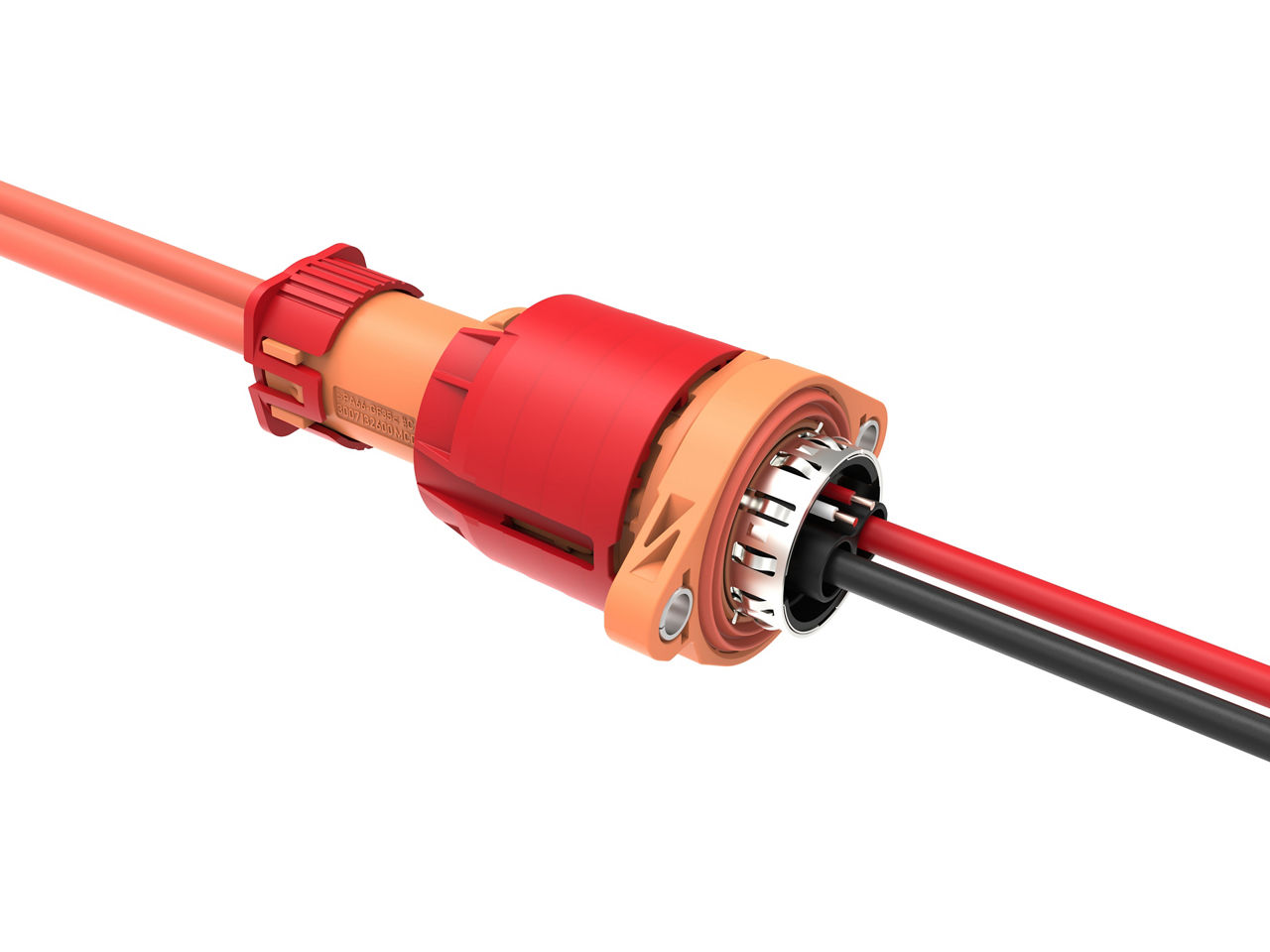 插配 eHV60 高电压汽车连接器和垂直插座头。