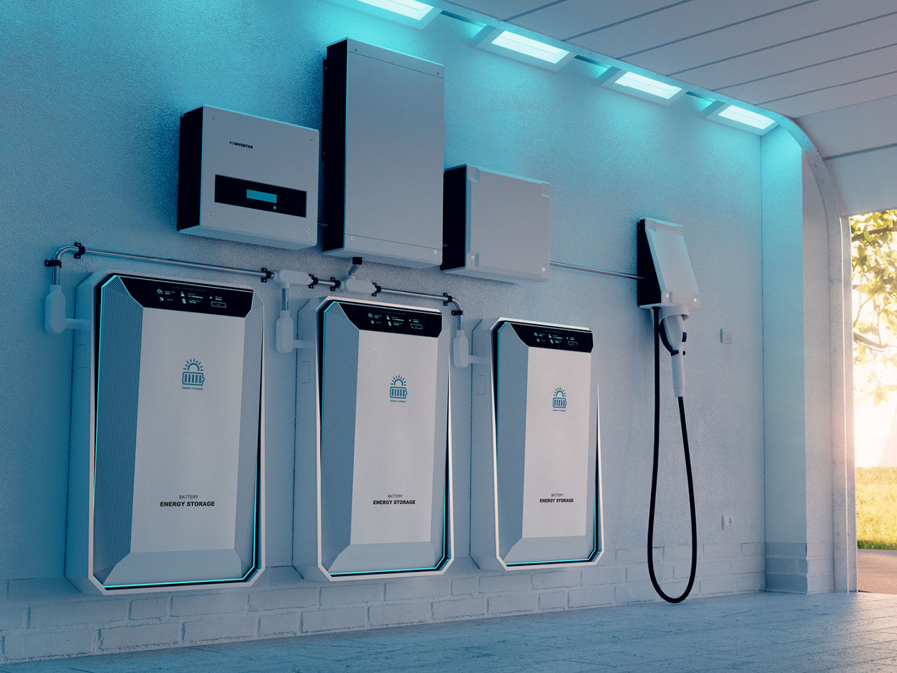 Energy storage equipment outside the house. 