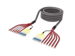 Hybrid trunk cable with power and fiber optic data connections. 
