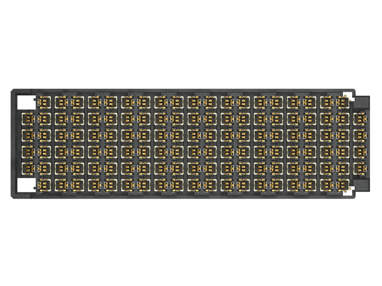 Top-down view of a 122-differential pair Gemini Mezz Connector showing the grid layout.
