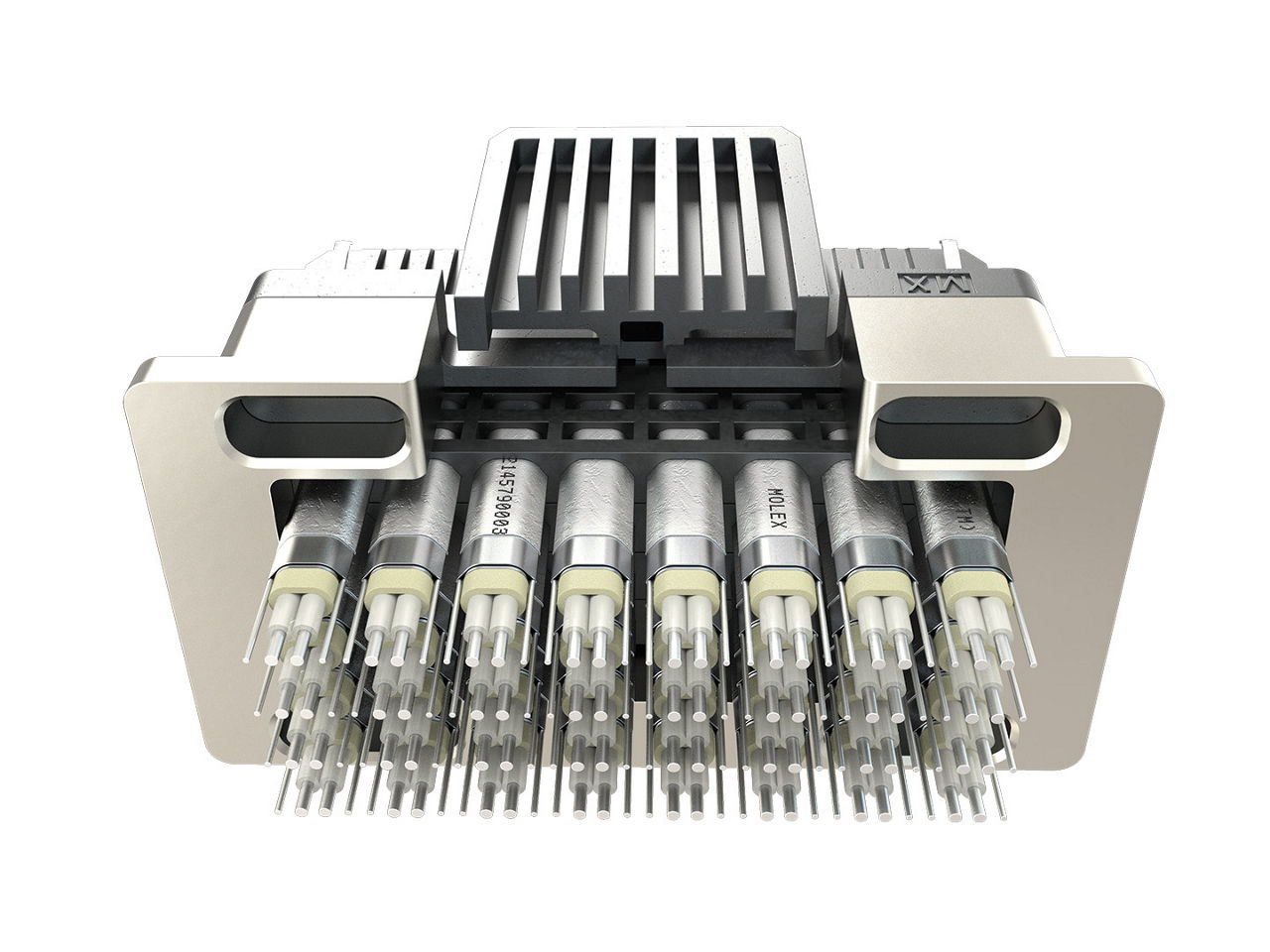 Inception Backplane Connector showing dual-drain twinax cable termination. 