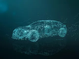 A 3D graphic depicting the complex network of nodes inside a vehicle design.