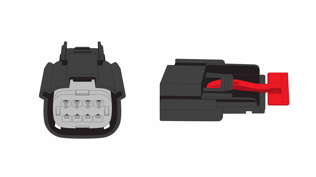 Molex MX150 connectors with CPA shown in pre-insertion position.