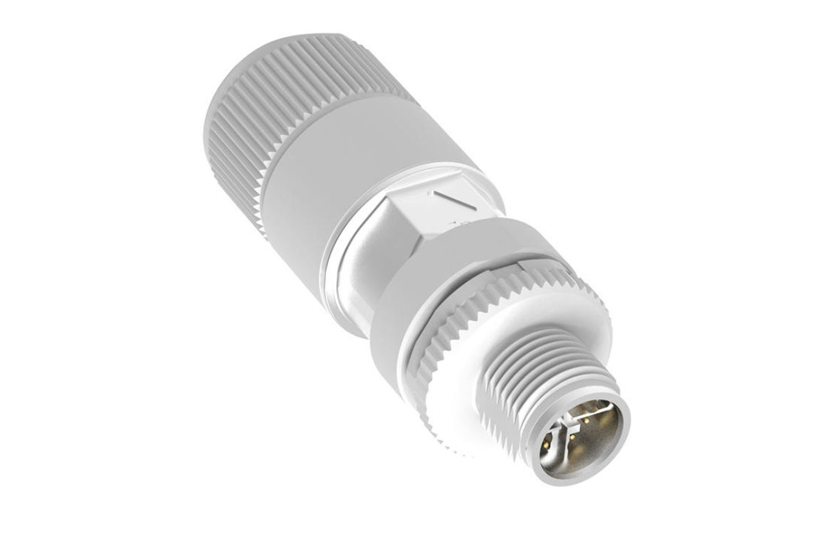 Molex Micro-Change M12 male connector with screw retention.
