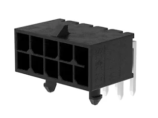 Micro-Fit+ connector header in a right-angle orientation with 94 V-0/Glow Wire resin. 