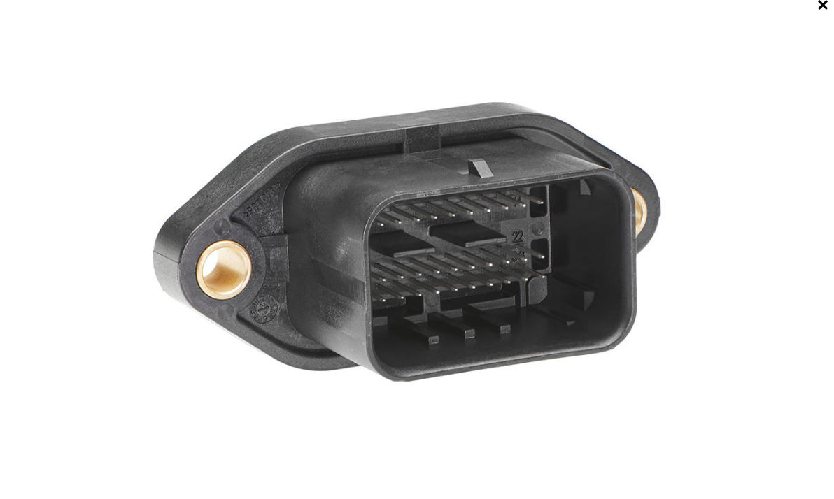 Mini50 sealed panel mount right-angle header.   