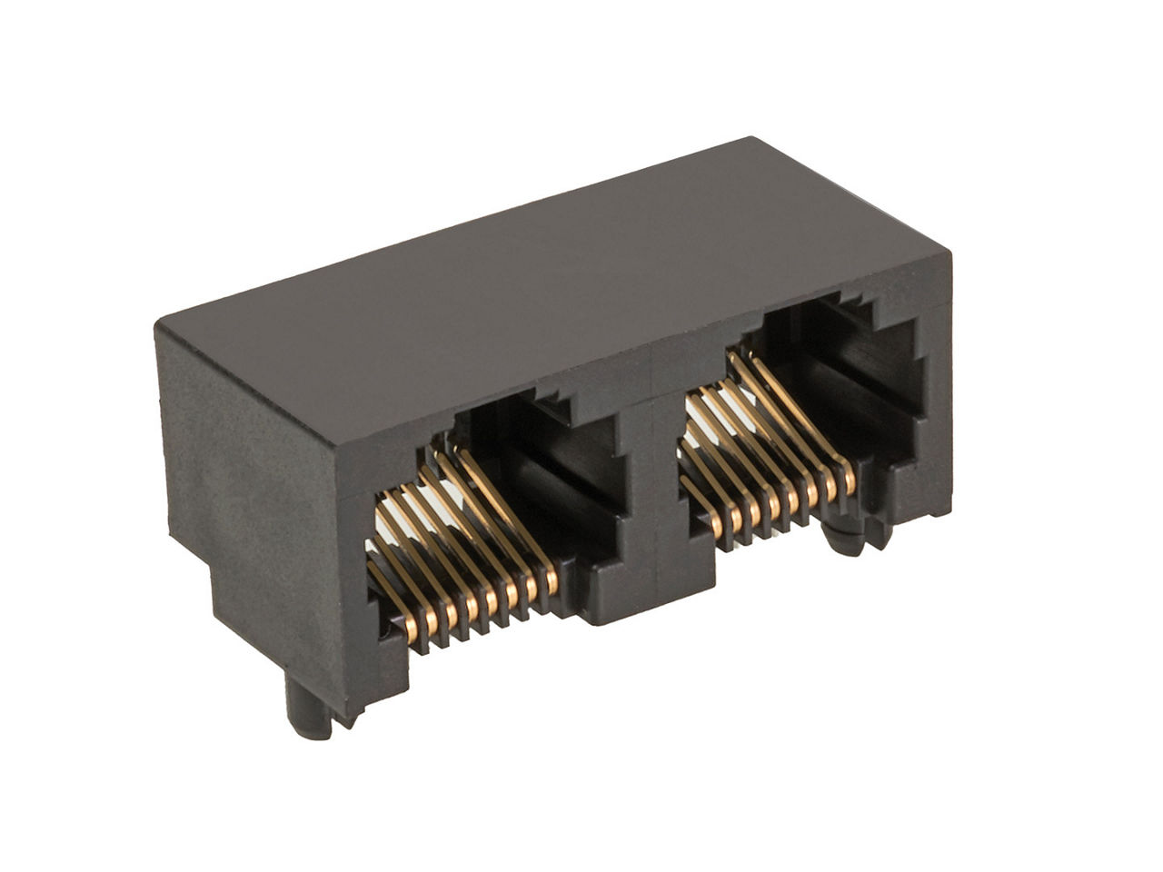  Two-port, black modular jack.