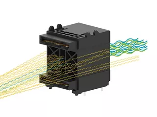 Airflow through and around an OSFP connector, showing the hexagonal ventilation system that helps mitigate thermal issues.