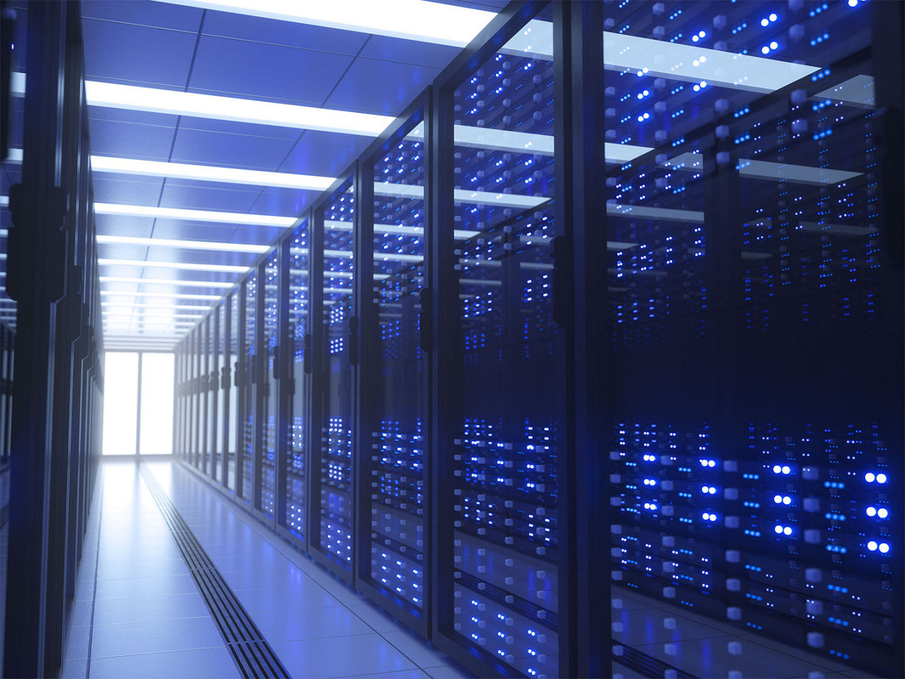 Data center with blue overlay 