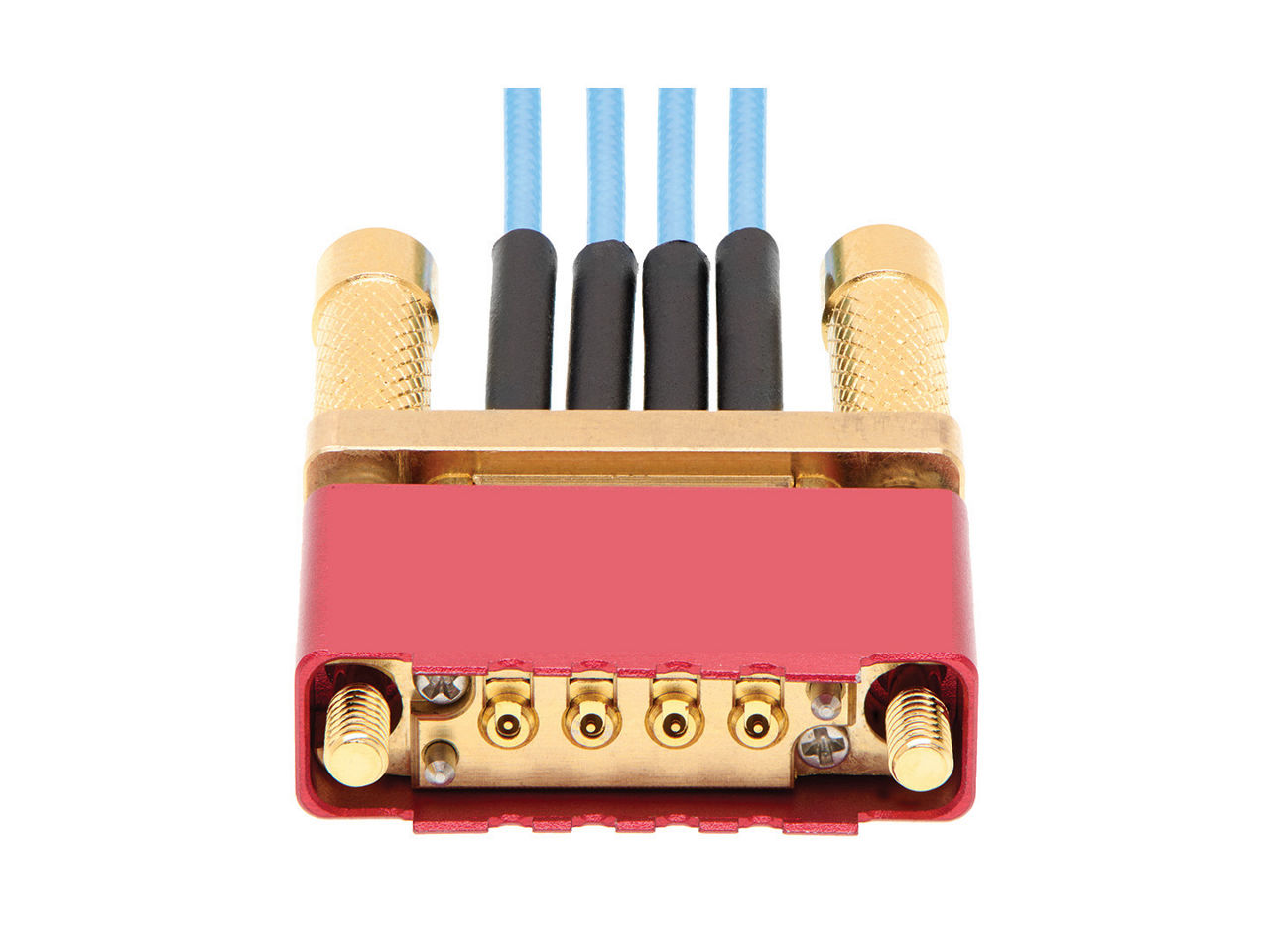 Cardinal Multi-Port High-Frequency Coaxial Assembly showing the 1x4 PCB connector.