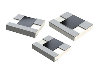 Group of chip attenuators with silver over nickel plating. 