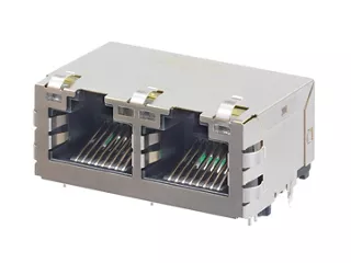 Two-port Molex RJ45 magnetic jack.