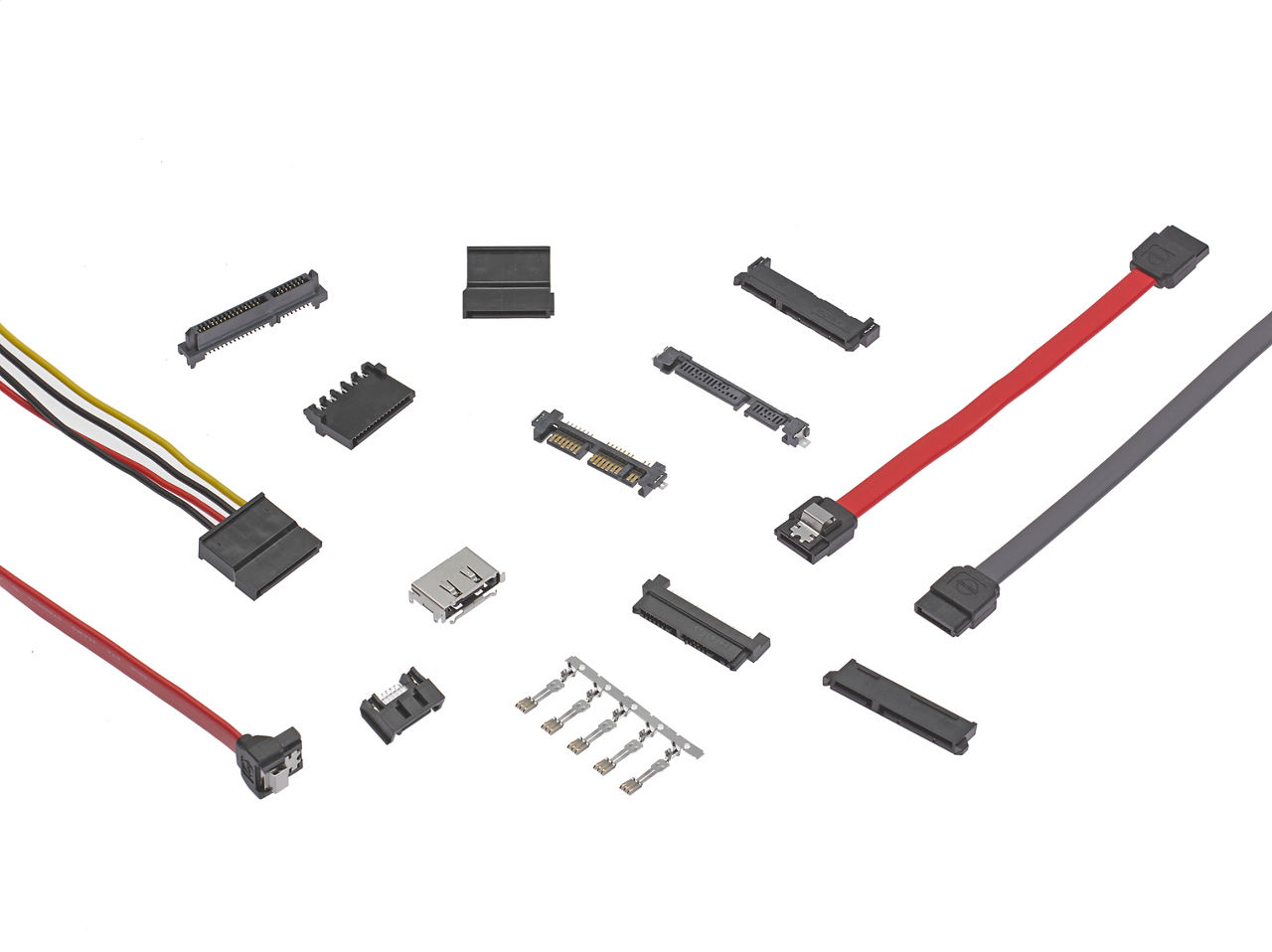 12 Inch Slimline SATA to SATA Hard Drive and Molex LP4 Power Adapter Cable  - Micro Connectors, Inc.