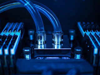 Advanced data center infrastructure featuring high-performance GPU server racks and cooling systems.
