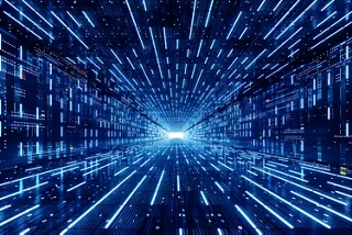 Abstract data tunnel illustrating digital information flow.