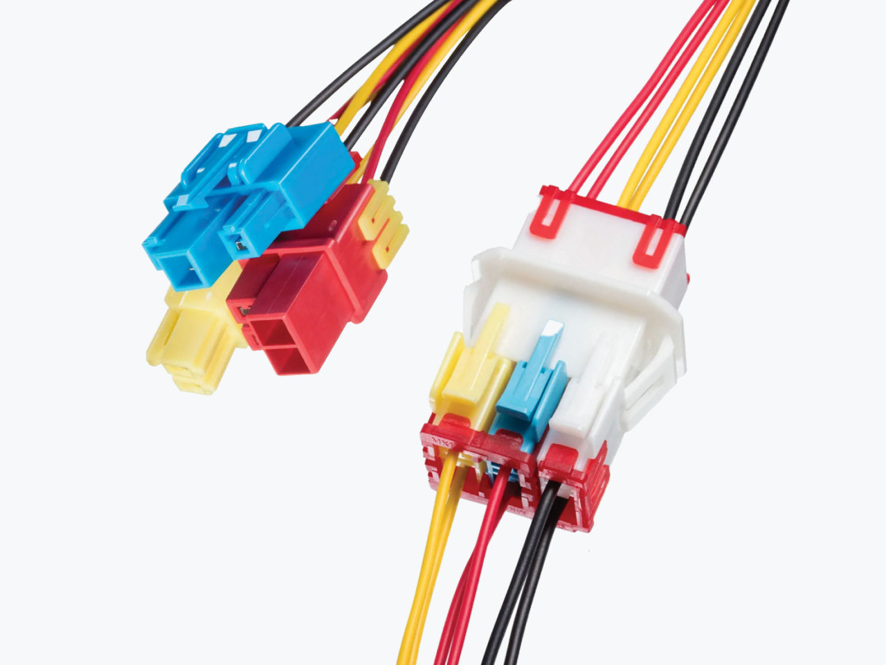 Color-coded wire harness VersaBlade Connectors for HVAC applications. 