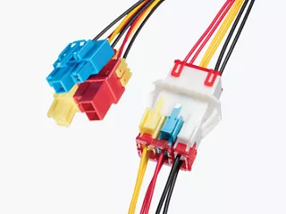 Color-coded wire harness VersaBlade Connectors for HVAC applications. 