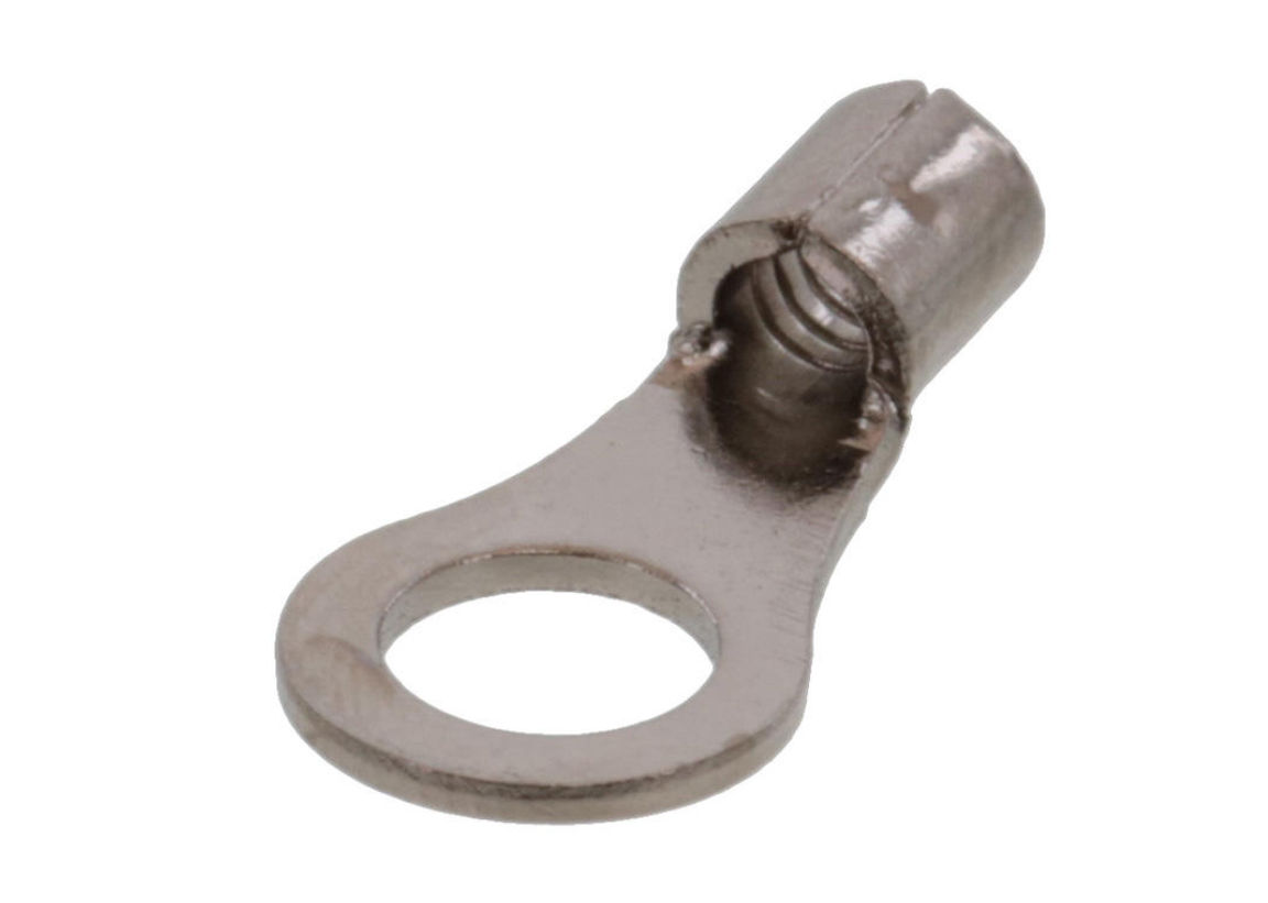 VersaKrimp high-temperature wire terminal, ring tongue for 16 to 14 AWG wire, stud size 1/4" or M6. 